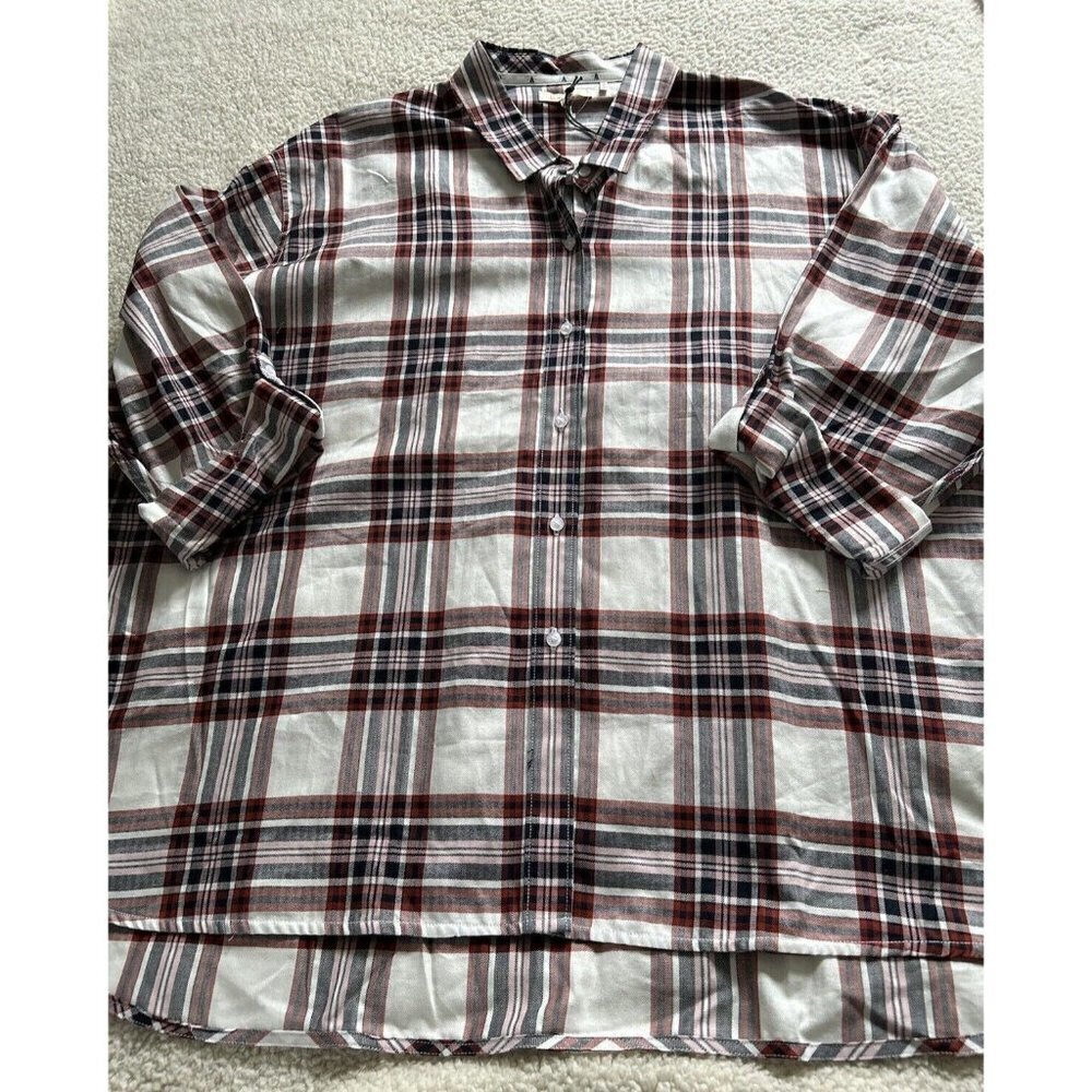 BARBOUR Bethwin Long Sleeve Button Up Shirt White Cloud Check Plaid Women Sz 14 - Picture 9 of 14